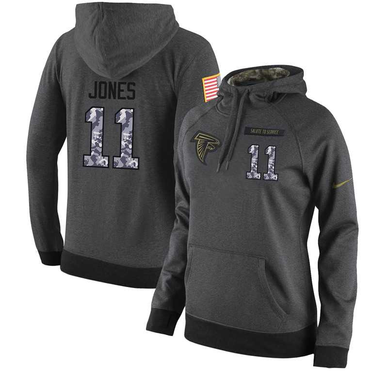 NFL Women's Nike Atlanta Falcons #11 Julio Jones Stitched Black Anthracite Salute to Service Player Performance Hoodie