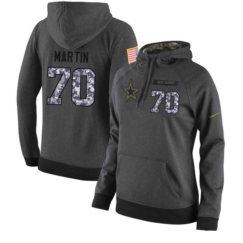 NFL Women's Nike Dallas Cowboys #70 Zack Martin Stitched Black Anthracite Salute to Service Player Performance Hoodie