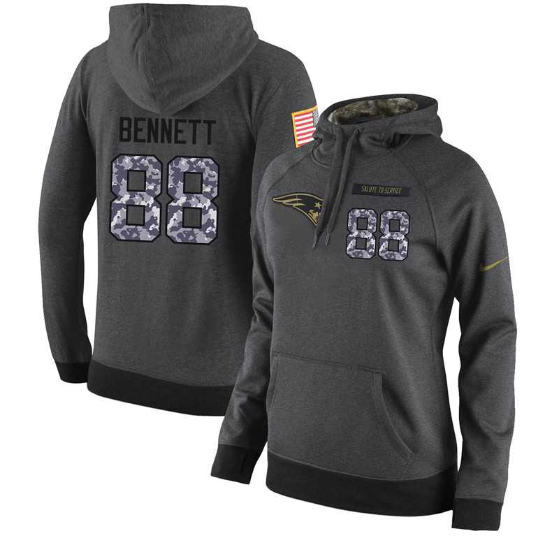 NFL Women's Nike New England Patriots #88 Martellus Bennett Stitched Black Anthracite Salute to Service Player Performance Hoodie