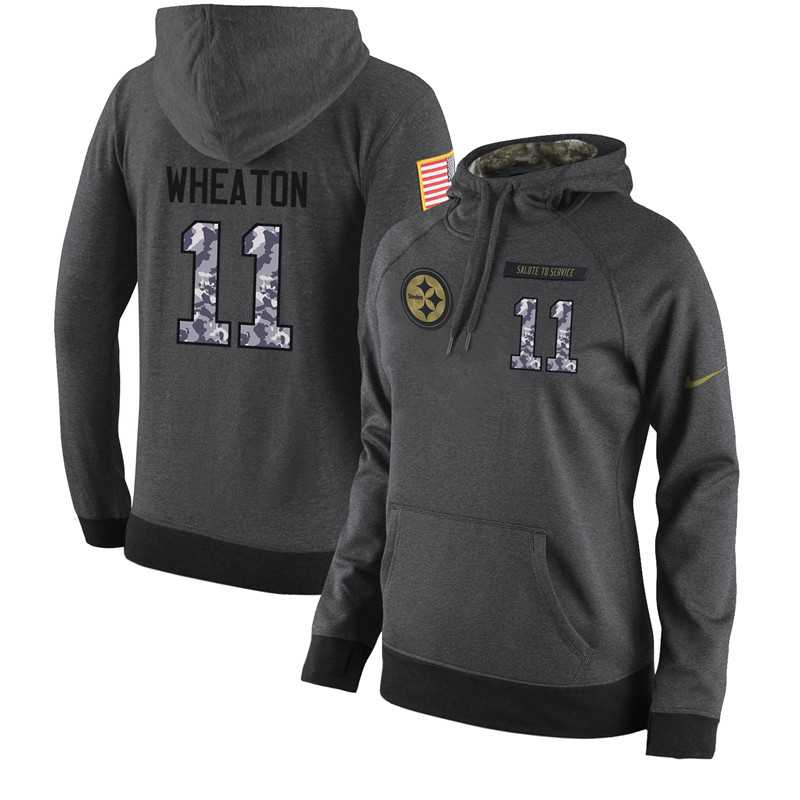 NFL Women's Nike Pittsburgh Steelers #11 Markus Wheaton Stitched Black Anthracite Salute to Service Player Performance Hoodie