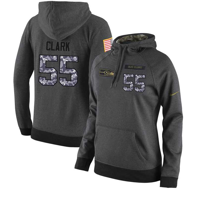 NFL Women's Nike Seattle Seahawks #55 Frank Clark Stitched Black Anthracite Salute to Service Player Performance Hoodie