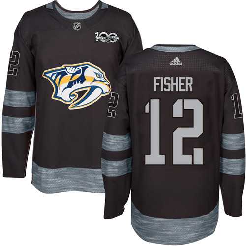 Nashville Predators #12 Mike Fisher Black 1917-2017 100th Anniversary Stitched NHL Jersey