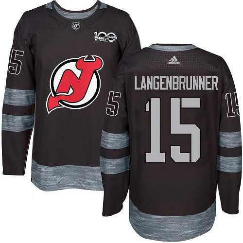 New Jersey Devils #15 Langenbrunner Black 1917-2017 100th Anniversary Stitched NHL Jersey