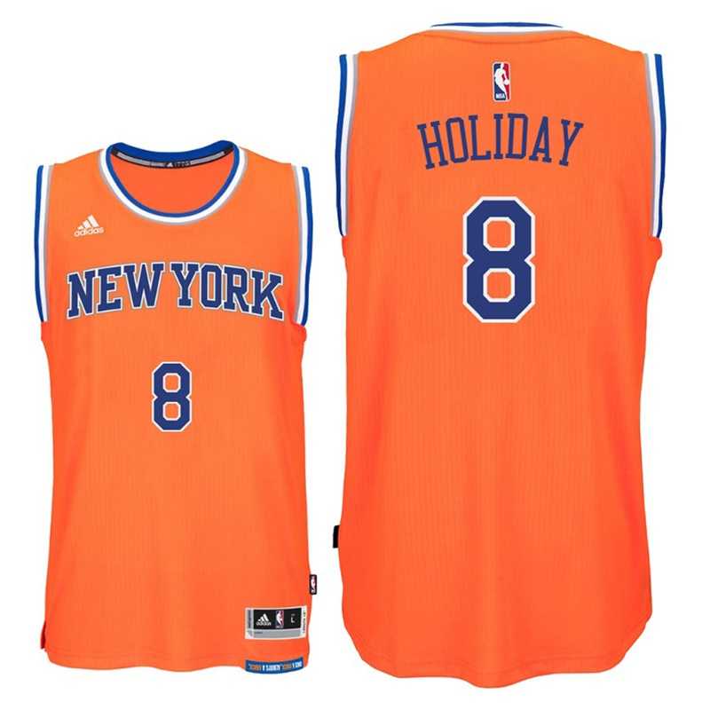 New York Knicks #8 Justin Holiday 2016-17 Alternate Orange New Swingman Jersey New York Knicks #8 Justin Holiday 2016-17 Alternate Orange New Swingman Jersey