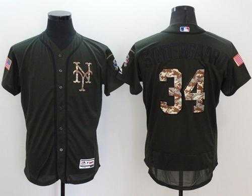 New York Mets #34 Noah Syndergaard Green Flexbase Authentic Collection Salute to Service Stitched Baseball Jersey