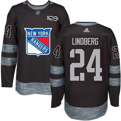 New York Rangers #24 Oscar Lindberg Black 1917-2017 100th Anniversary Stitched NHL Jersey