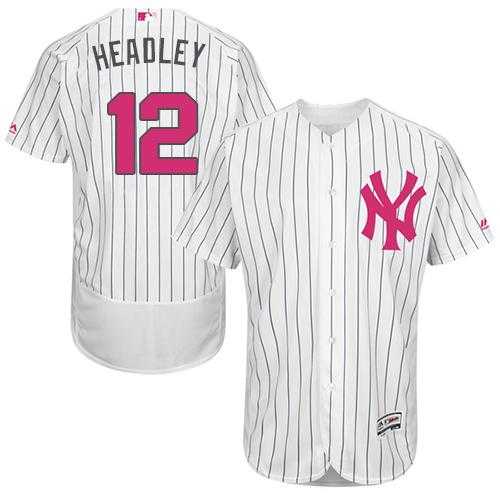 New York Yankees #12 Chase Headley White Strip Flexbase Authentic Collection 2016 Mother's Day Stitched Baseball Jersey