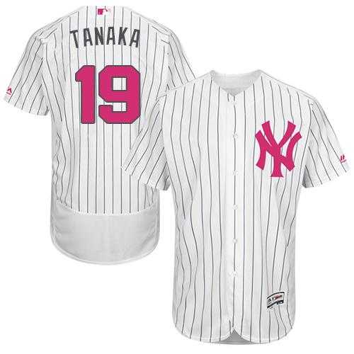New York Yankees #19 Masahiro Tanaka White Strip Flexbase Authentic Collection 2016 Mother's Day Stitched Baseball Jersey