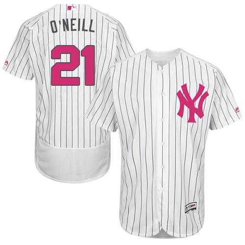 New York Yankees #21 Paul O'Neill White Strip Flexbase Authentic Collection 2016 Mother's Day Stitched Baseball Jersey