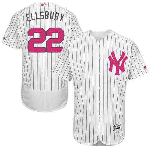 New York Yankees #22 Jacoby Ellsbury White Strip Flexbase Authentic Collection 2016 Mother's Day Stitched Baseball Jersey