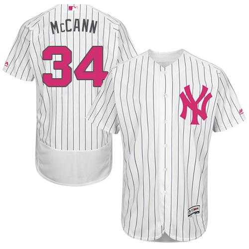 New York Yankees #34 Brian McCann White Strip Flexbase Authentic Collection 2016 Mother's Day Stitched Baseball Jersey