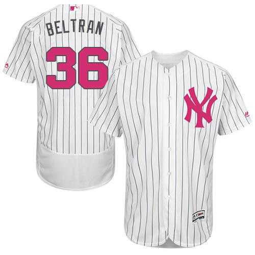 New York Yankees #36 Carlos Beltran White Strip Flexbase Authentic Collection 2016 Mother's Day Stitched Baseball Jersey