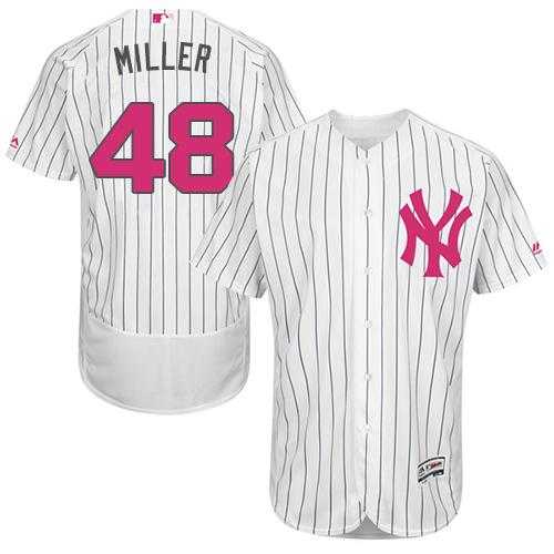 New York Yankees #48 Andrew Miller White Strip Flexbase Authentic Collection 2016 Mother's Day Stitched Baseball Jersey