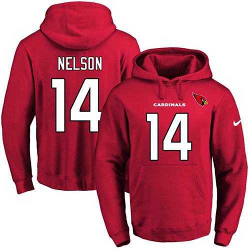 Nike Arizona Cardinals #14 J.J. Nelson Red Name & Number Pullover NFL Hoodie