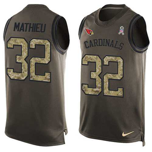 Nike Arizona Cardinals #32 Tyrann Mathieu Green Men's Stitched NFL Limited Salute To Service Tank Top Jersey
