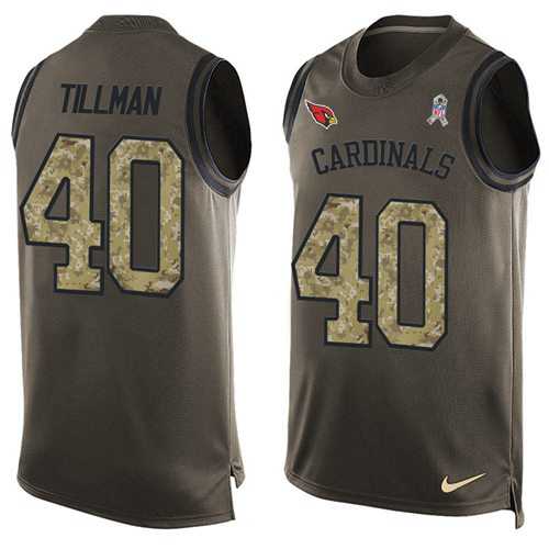 Nike Arizona Cardinals #40 Pat Tillman Green Men's Stitched NFL Limited Salute To Service Tank Top Jersey