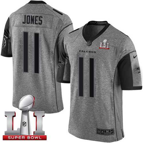 Nike Atlanta Falcons #11 Julio Jones Gray Super Bowl LI 51 Men's Stitched NFL Limited Gridiron Gray Jersey