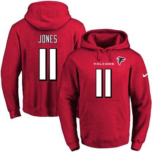 Nike Atlanta Falcons #11 Julio Jones Red Name & Number Pullover NFL Hoodie