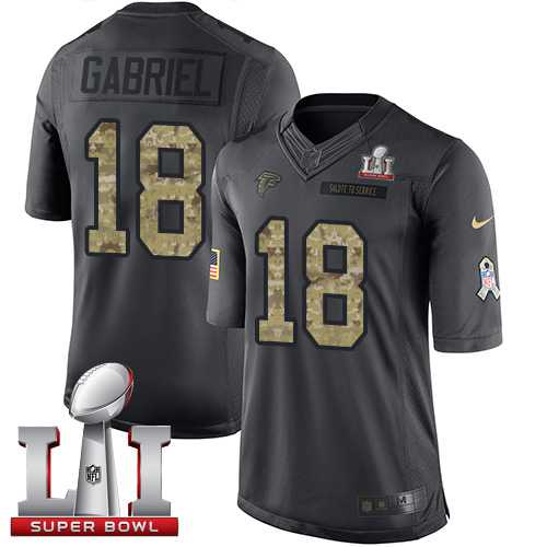 Nike Atlanta Falcons #18 Taylor Gabriel Black Super Bowl LI 51 Men's Stitched NFL Limited 2016 Salute To Service Jersey