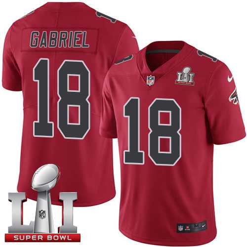 Nike Atlanta Falcons #18 Taylor Gabriel Red Super Bowl LI 51 Men's Stitched NFL Limited Rush Jersey