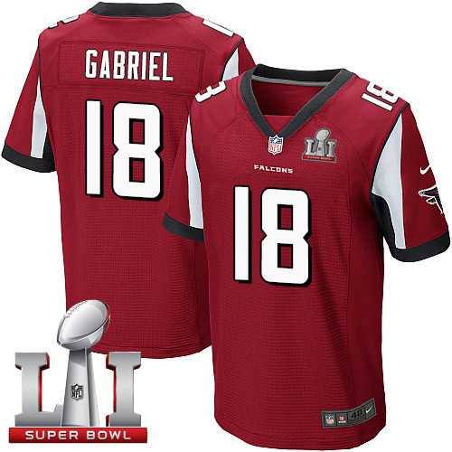 Nike Atlanta Falcons #18 Taylor Gabriel Red Team Color Super Bowl LI 51 Men's Stitched NFL Elite Jersey