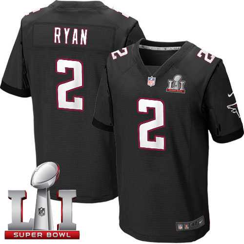 Nike Atlanta Falcons #2 Matt Ryan Black Alternate Super Bowl LI 51 Men's Stitched NFL Elite Jersey