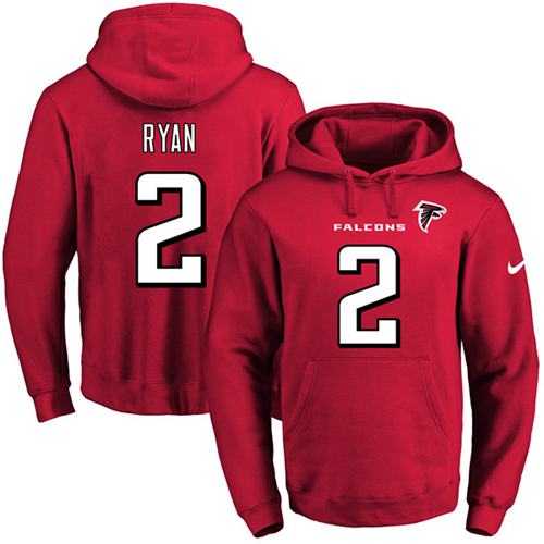 Nike Atlanta Falcons #2 Matt Ryan Red Name & Number Pullover NFL Hoodie
