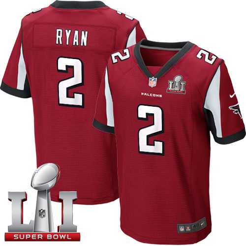 Nike Atlanta Falcons #2 Matt Ryan Red Team Color Super Bowl LI 51 Men's Stitched NFL Elite Jersey