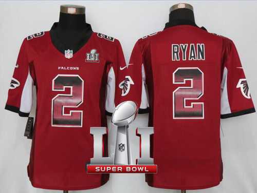 Nike Atlanta Falcons #2 Matt Ryan Red Team Color Super Bowl LI 51 Men's Stitched NFL Limited Strobe Jersey