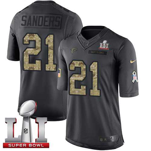 Nike Atlanta Falcons #21 Deion Sanders Black Super Bowl LI 51 Men's Stitched NFL Limited 2016 Salute To Service Jersey