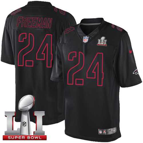Nike Atlanta Falcons #24 Devonta Freeman Black Super Bowl LI 51 Men's Stitched NFL Impact Limited Jersey