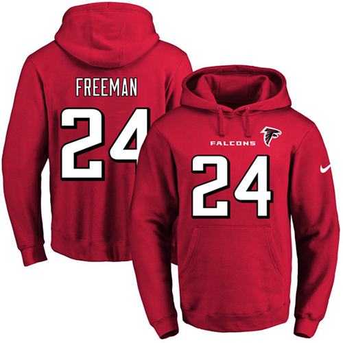 Nike Atlanta Falcons #24 Devonta Freeman Red Name & Number Pullover NFL Hoodie