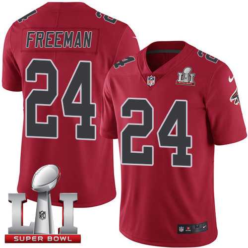 Nike Atlanta Falcons #24 Devonta Freeman Red Super Bowl LI 51 Men's Stitched NFL Limited Rush Jersey