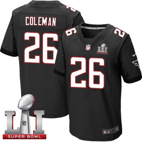 Nike Atlanta Falcons #26 Tevin Coleman Black Alternate Super Bowl LI 51 Men's Stitched NFL Elite Jersey