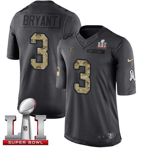 Nike Atlanta Falcons #3 Matt Bryant Black Super Bowl LI 51 Men's Stitched NFL Limited 2016 Salute To Service Jersey