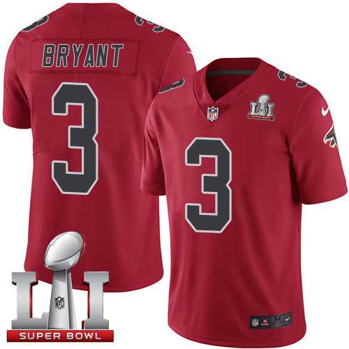 Nike Atlanta Falcons #3 Matt Bryant Red Super Bowl LI 51 Men's Stitched NFL Limited Rush Jersey