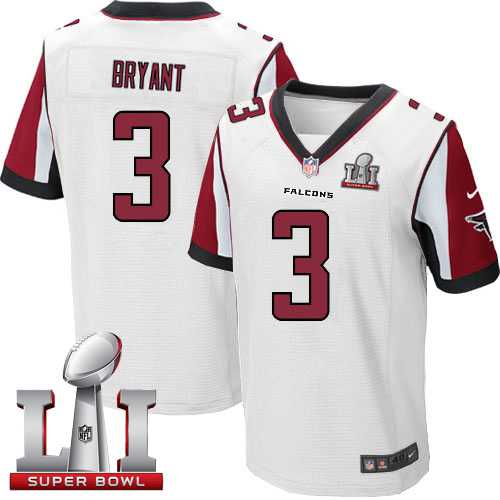 Nike Atlanta Falcons #3 Matt Bryant White Super Bowl LI 51 Men's Stitched NFL Elite Jersey