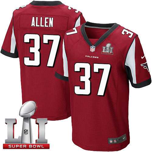 Nike Atlanta Falcons #37 Ricardo Allen Red Team Color Super Bowl LI 51 Men's Stitched NFL Elite Jersey