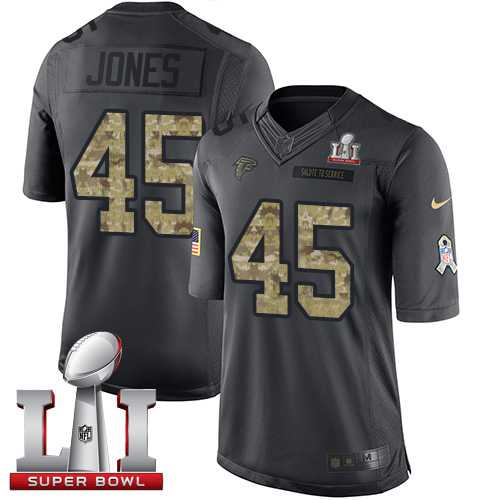 Nike Atlanta Falcons #45 Deion Jones Black Super Bowl LI 51 Men's Stitched NFL Limited 2016 Salute To Service Jersey