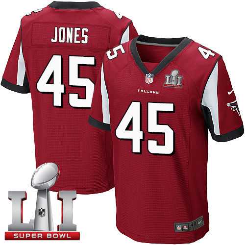 Nike Atlanta Falcons #45 Deion Jones Red Team Color Super Bowl LI 51 Men's Stitched NFL Elite Jersey