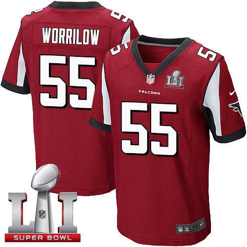 Nike Atlanta Falcons #55 Paul Worrilow Red Team Color Super Bowl LI 51 Men's Stitched NFL Elite Jersey