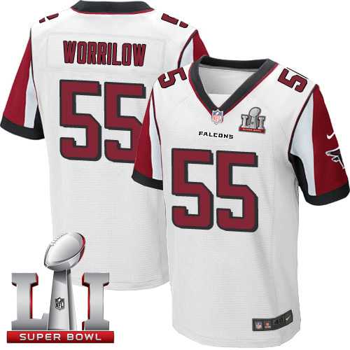 Nike Atlanta Falcons #55 Paul Worrilow White Super Bowl LI 51 Men's Stitched NFL Elite Jersey