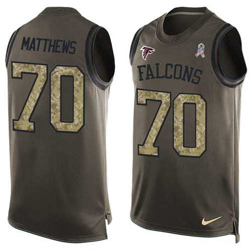 Nike Atlanta Falcons #70 Jake Matthews Green Men's Stitched NFL Limited Salute To Service Tank Top Jersey