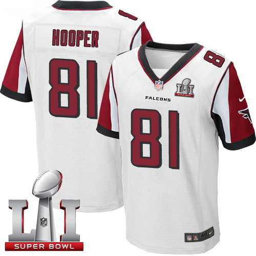 Nike Atlanta Falcons #81 Austin Hooper White Super Bowl LI 51 Men's Stitched NFL Elite Jersey