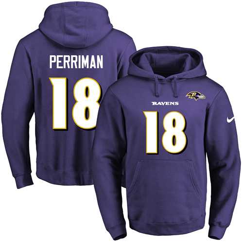 Nike Baltimore Ravens #18 Breshad Perriman Purple Name & Number Pullover NFL Hoodie