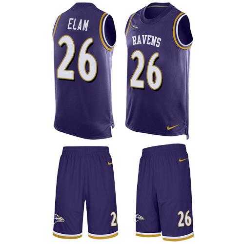 Nike Baltimore Ravens #26 Matt Elam Purple Team Color Men's Stitched NFL Limited Tank Top Suit Jersey