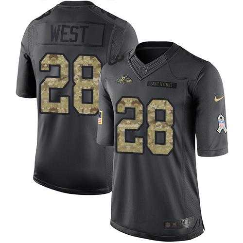 Nike Baltimore Ravens #28 Terrance West Black Men's Stitched NFL Limited 2016 Salute to Service Jersey