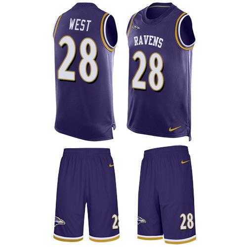 Nike Baltimore Ravens #28 Terrance West Purple Team Color Men's Stitched NFL Limited Tank Top Suit Jersey