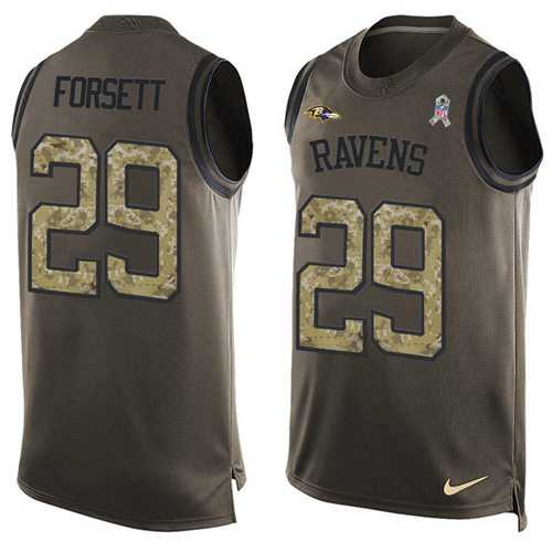Nike Baltimore Ravens #29 Justin Forsett Green Men's Stitched NFL Limited Salute To Service Tank Top Jersey