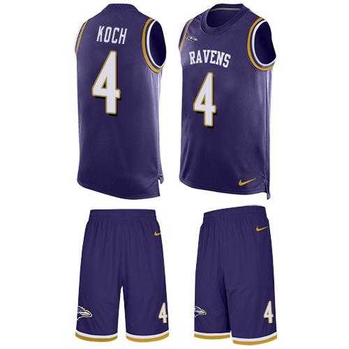 Nike Baltimore Ravens #4 Sam Koch Purple Team Color Men's Stitched NFL Limited Tank Top Suit Jersey